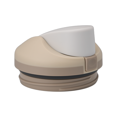 FreeSip Tumbler 40oz replacement lid in Lightly Toasted, warm tan/sand dome-shaped lid with white flip cap and tan carry loop